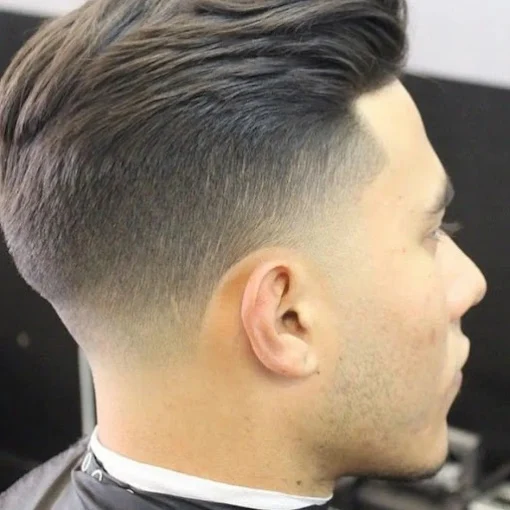Close-up of a clean skin fade haircut