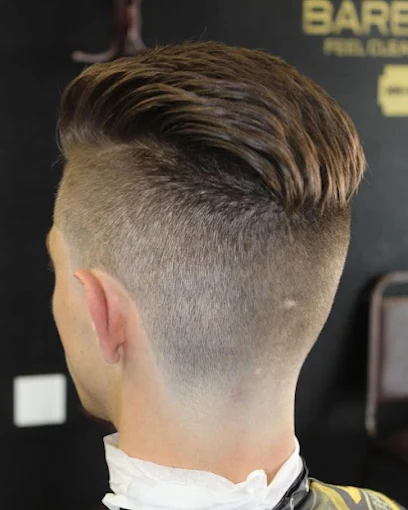 Back view of a textured undercut hairstyle